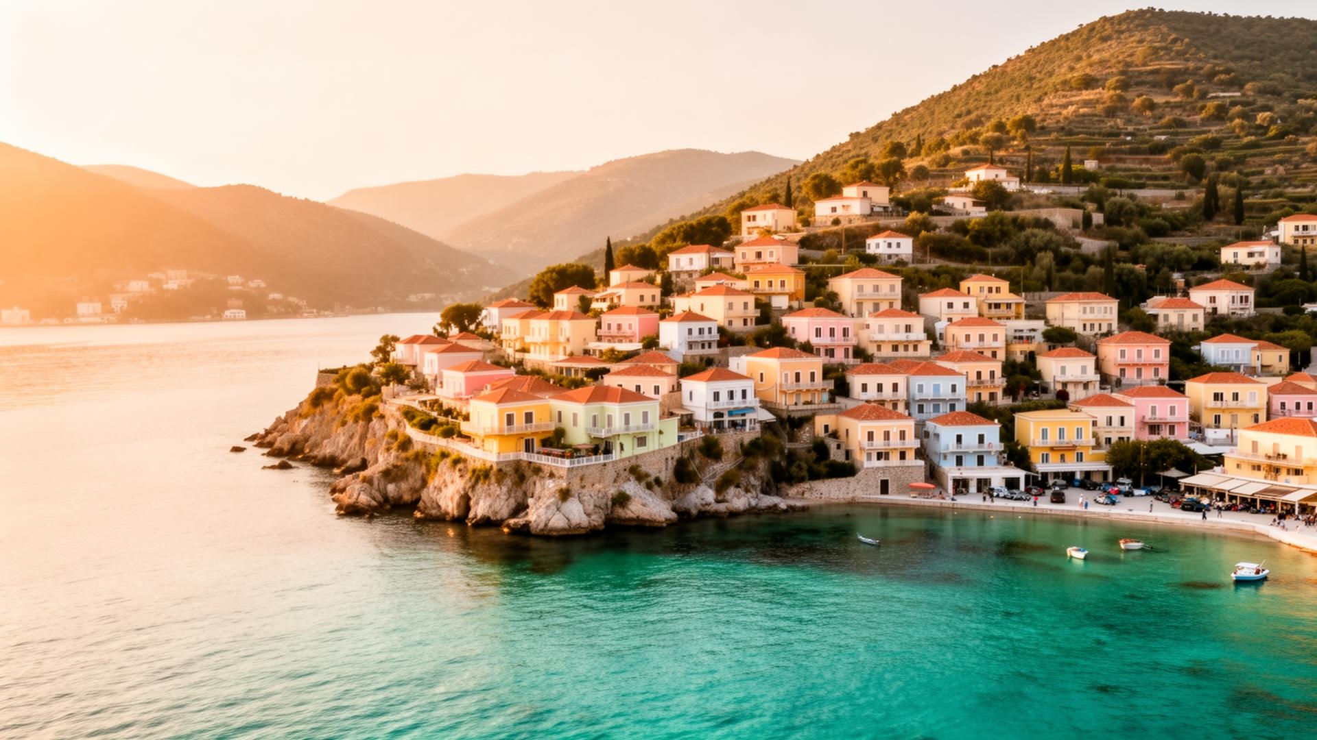 The village of Assos at golden hour